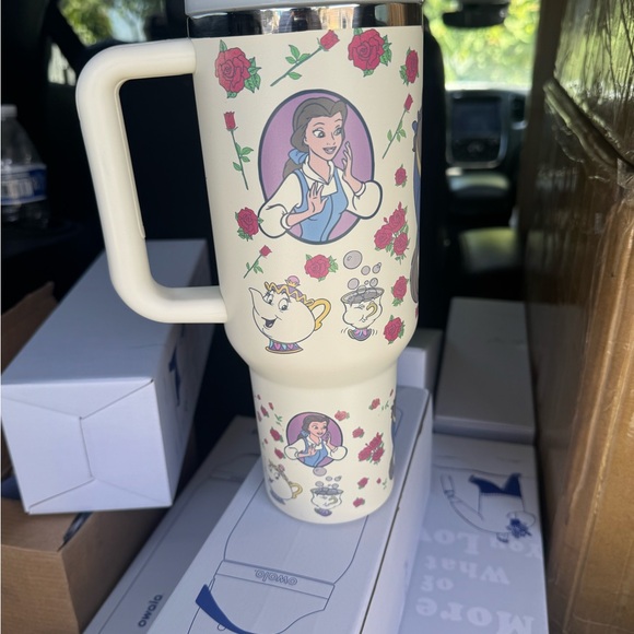 Other - Disney Beauty and the Beast Travel Mug - Cream with Rose Design